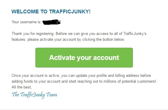 Trafficjunky Account Activation